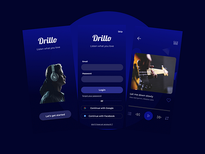 Drillo-music-ui app design typography ui vector