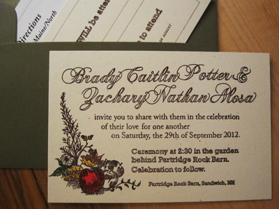 Brady & Zach Wedding Invites custom hand colored illustration letterpress print design wedding