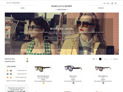 Barclay & Hurst eyewear eyewear glasses opticians products shop sunglasses web web design