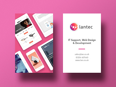 Lantec Business Card business card design development it it support lantec pink web web development