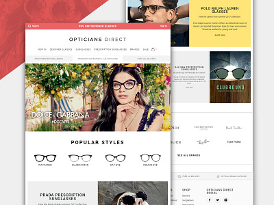 Opticians Direct Web Design design ecommerce glasses opticians shop specs sunglasses web web design website