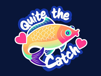 Quite the Catch ❤️ carp catch colin cute fish fish heart illustration love neon vibrant