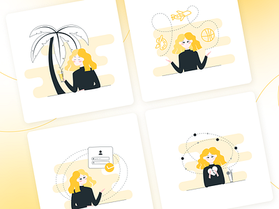 Emotional Blonde Girl – Animated Illustrations Pack animation illustration ux