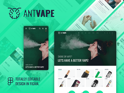 AntVape - Vape Shop UI Template design logo responsive ui vape world vector