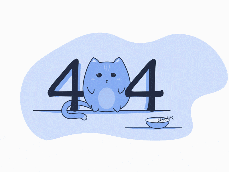 404 Sad Cat — Animated Illustration