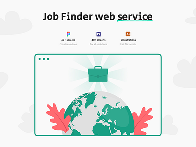 GoWwworks – Job Finder Web Product UX/UI Template flat illustrations
