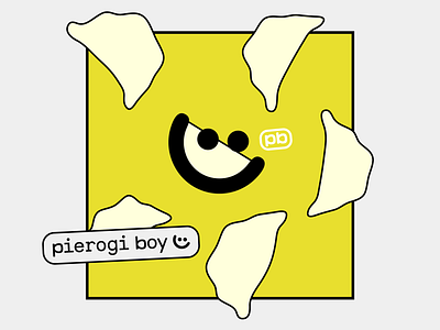 pierogi boy branding 2d abstract branding coco cute design flat food happy identity illustration minimal perogi pierogi print type typography vector