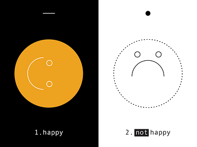 happy or not 2d abstract artwork character characterdesign cute design face flat frown happy illustration print print design publication sad smile smiley face typography vector
