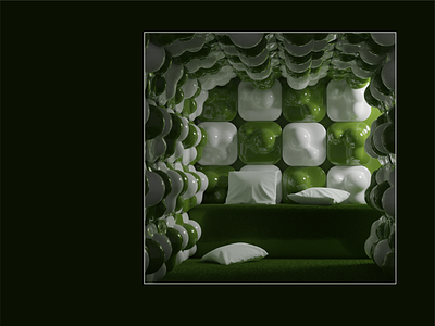 house home 3d abstract blender couch cute design fun furniture green home house illustration interior nice render walls white
