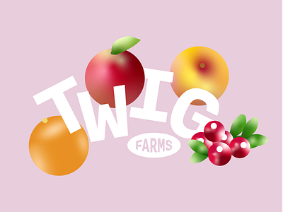 twig farms 2d apple branding coco cody cover cranberries cute design farms green illustration orange peach pink print design twig type typography vector