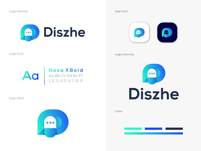 Diszhe Chat Logo Design abstract logo brand identity branding chat app chat bubble chatbot connection conversation conversational gradient illustration logo design logos message messenger mobile modern logo software logo startup logo talk