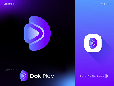 Modern D Letter Logo, Letter D + Play icon abstract abstract logo app icon brand identity branding business logo d letter logo d logo entertainment flat logo logo design logo designer logotype media logo modern logo multimedia play button play icon streming visual identity