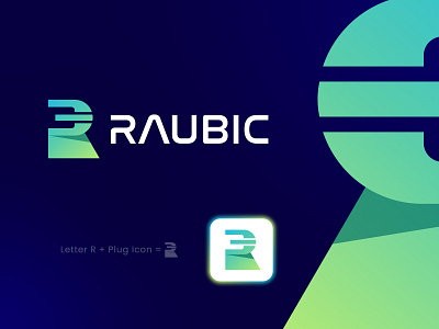 Modern R Letter Logo, Letter R + Plug icon