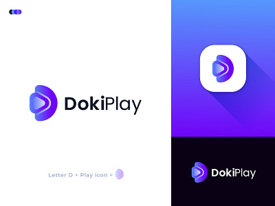 Letter D + Play icon, Media logo, entertainment, modern logo abstract logo app icon brand identity branding business logo d letter logo d logo design entertainment illustration logo design logo designer logotype media logo modern logo multimedia play button play icon sound streming