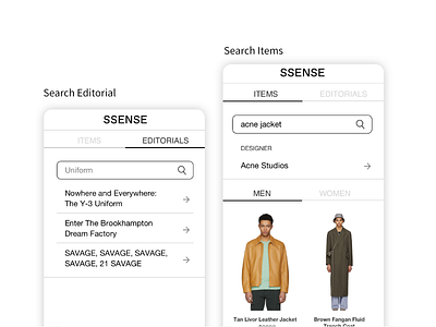 ssense-pages-search app fashion layout mobile search simple ssense