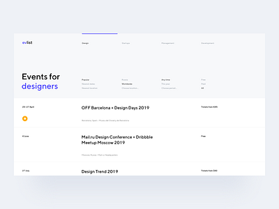 Event List Concept by Dmitry Seryukov on Dribbble