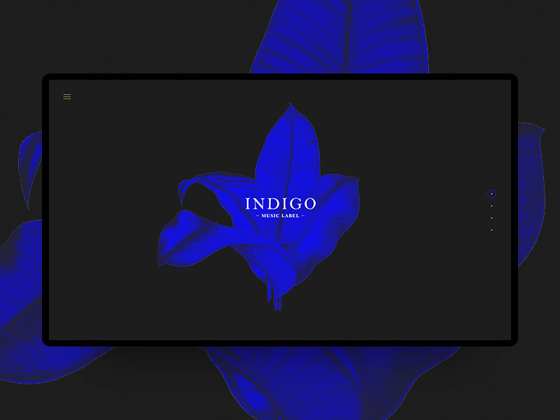 Indigo music label webdesign clean desktop blue web ux ui dark