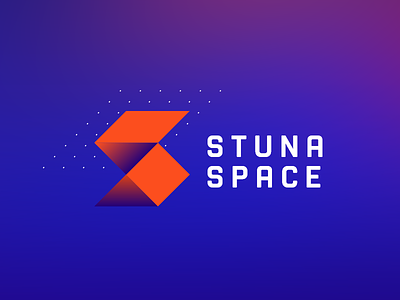 Stuna space blue colorful illustration logo modern orange space vector