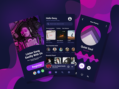 OurMusic's - Music Player App 2d app gradient graphic design music ui