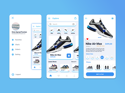 MySneaker's - Sneaker's Online Shop App adobexd app appdesign blue dailyui design dribbblers figma graphic design graphicdesignui new newbie shoes sneaker ui uidesign userexperience userinterface white