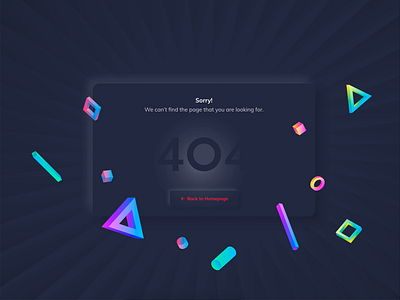 404 3d shapes 404 animation dark theme error error page ui