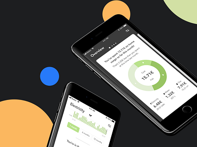 Home energy usage tracker mobile app analytics app chart concept dashboard energy finance green home household mobile money monitor tracker ui utility ux