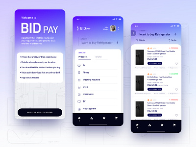 BID PAY Application application bid branding mobile ui ux work