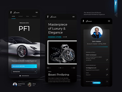 Automobili Pininfarina Customer Portal App app design automobile battista car design hypercar remote ui ux