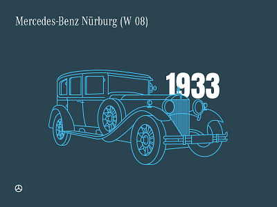 Mercedes-Benz Nürburg (W 08) benz blue flat illustration line mercedes nürburg series