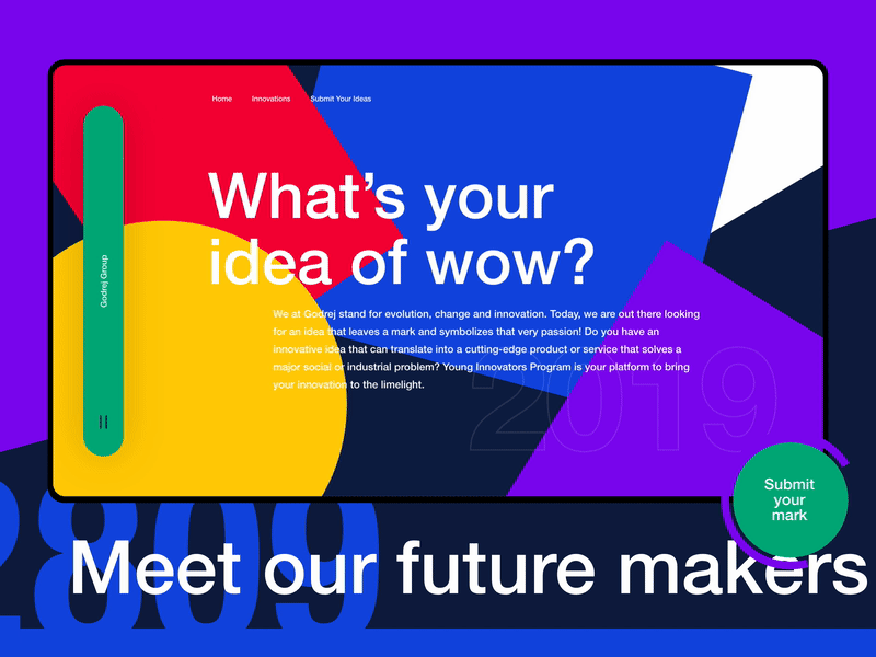 Young Innovator Website Design 2019 branding color design flat godrej landing page layout motion ui ux web