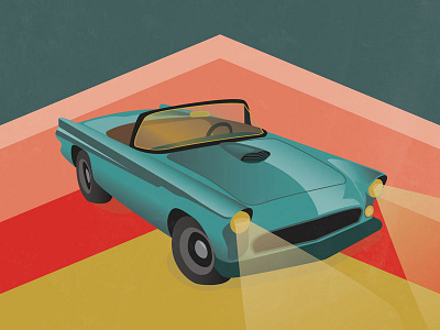 Milwaukee Drive-In Movie Night car convertible design drive in illustration midcentury milwaukee movie vintage