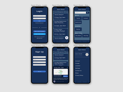 Sport Share App Design mobile design modal sports ui ux