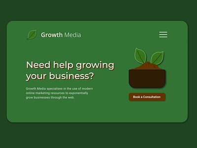 Growth Media (Minimal UI Design) branding design digital solutions earth growth illustrations marketing plants ui web design