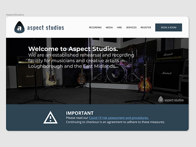Aspect Studios UI Design blue design figma logo music studio ui ux web design