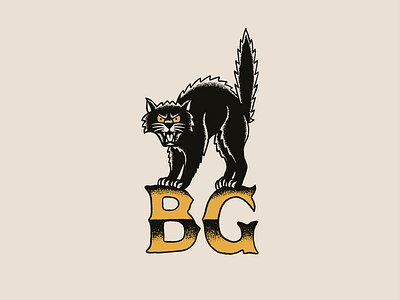 Bad Grain Black Cat badge branding design graphic design hand drawn illustration logo retro tattoo vector vintage
