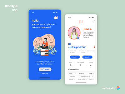 #Day6 of DailyUI challenge 100days 3d animation blue branding clean dailyui day6 design figma graphic design green illustration interface logo motion graphics profile ui user profile userprofile