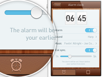Settings - alarm clock application clock retina smartphone texture