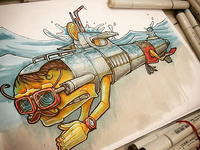 Submarine Chars Design character design copic submarine video game