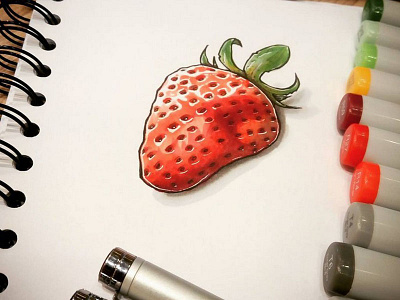 Strawberry 3d copic sketch