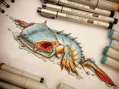 Fire & Ice Lizard copic game design lizard sprite