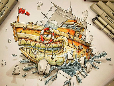 Shark Boat Sketch