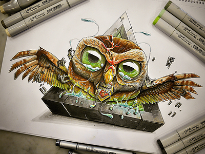 Free for owl... unchained copic draw markers owl sketch