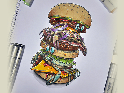 When you and your friend are both f... up burger copic crab markers