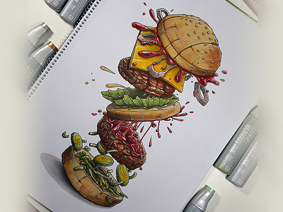 Blast Burger burger copic food game design marker