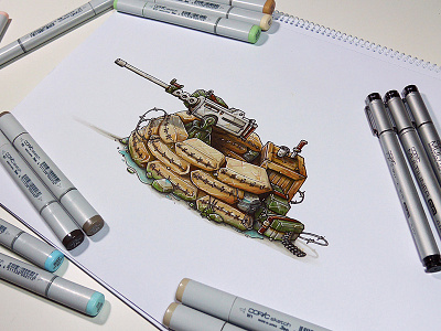 Machine Gun nest, a Copic markers original sketch