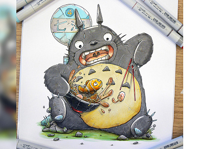 Totoro find Nemo in his udon copic japan markers nemo totoro udon