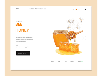 Honey website Design (Header) dribble honey ui ux webdesign