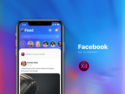 Facebook for iOS 13 adobe concept facebook feed messenger network product social social network story ui ux