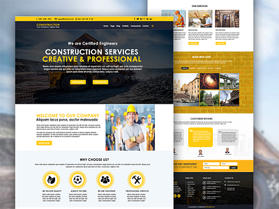 Construction Services Web Design architecture business branding builder building company profile construction company contractor elementor engineering engineers handyman home house industrial landing page product design property real estate ui website design