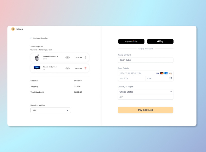 Credit Card Checkout by Antonio Scardovi on Dribbble